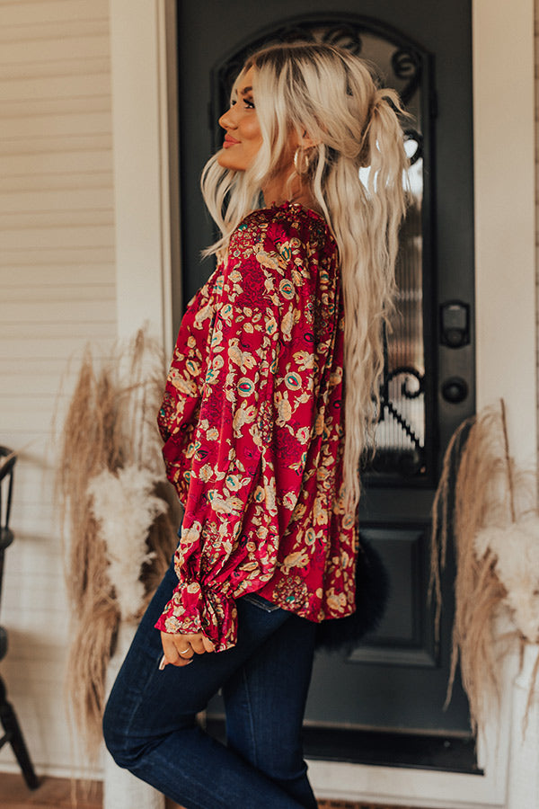 Moody Vibes Shift Top In Wine Image - 5