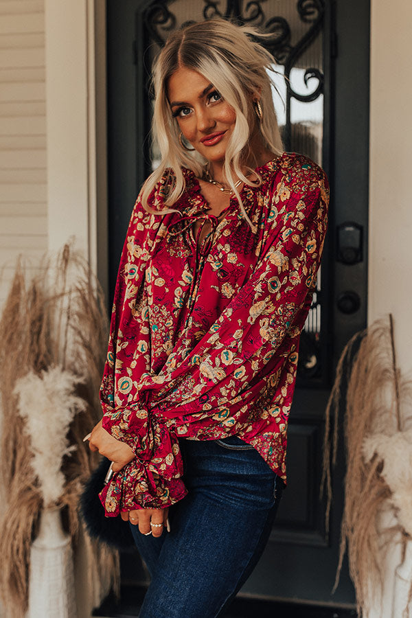 Moody Vibes Shift Top In Wine Image - 2