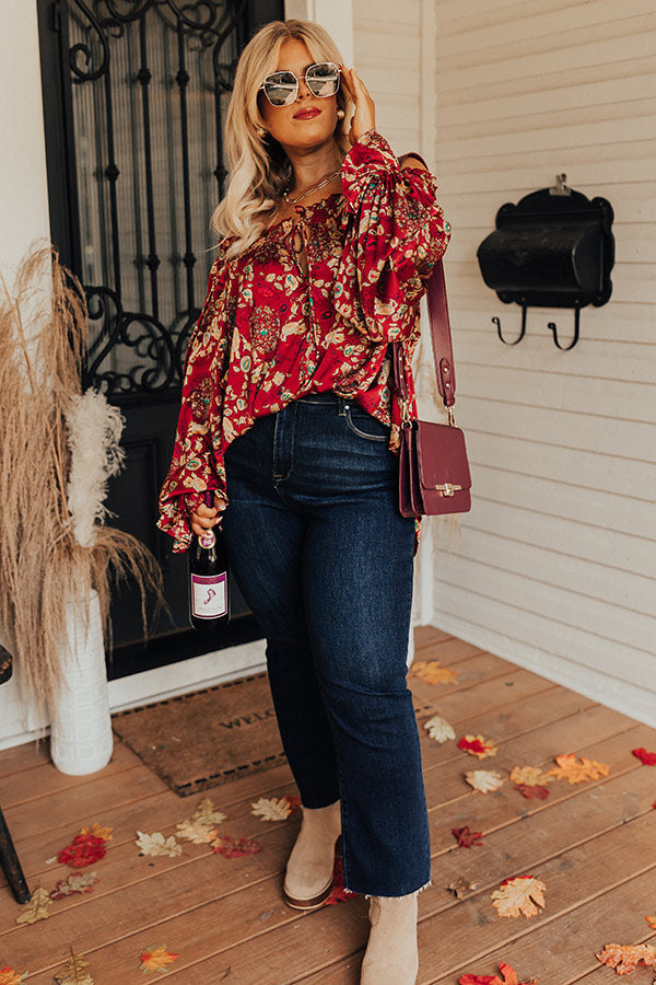 Moody Vibes Shift Top In Wine Curves Image - 2