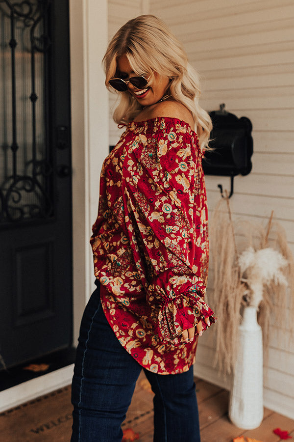 Moody Vibes Shift Top In Wine Curves Image - 3