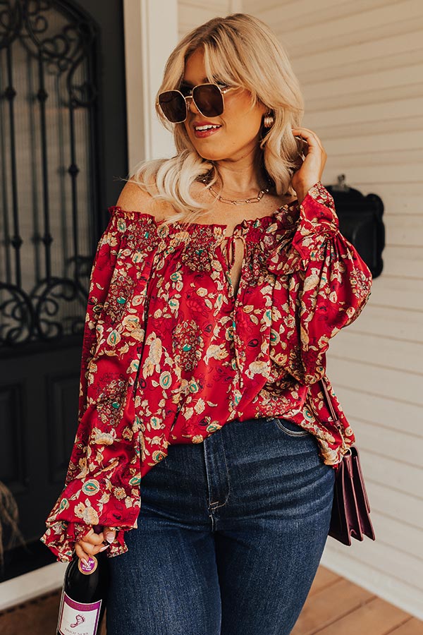 Moody Vibes Shift Top In Wine Curves Image - 1