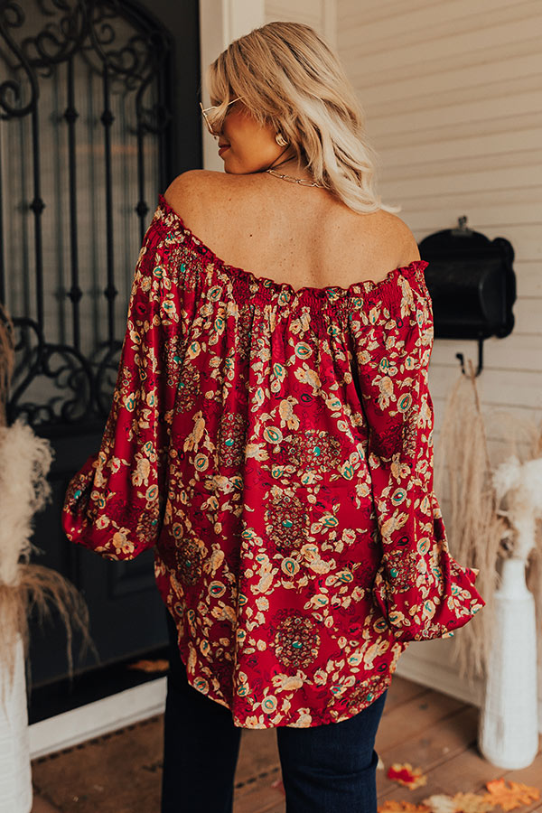 Moody Vibes Shift Top In Wine Curves Image - 4