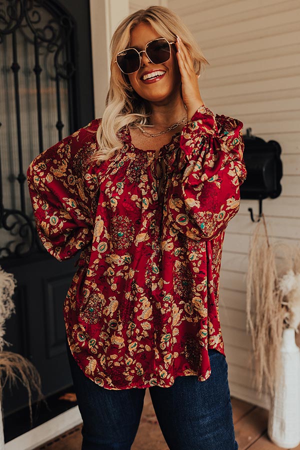 Moody Vibes Shift Top In Wine Curves Image - 5