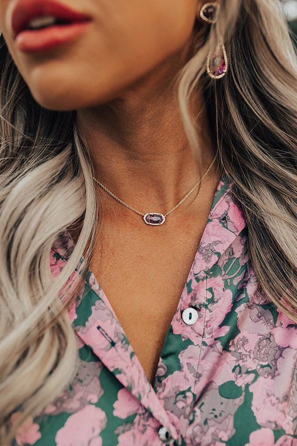 Kendra Scott Elisa Gold Pendant Necklace in Bronze Veined Purple Turquoise Magnesite Image - 2