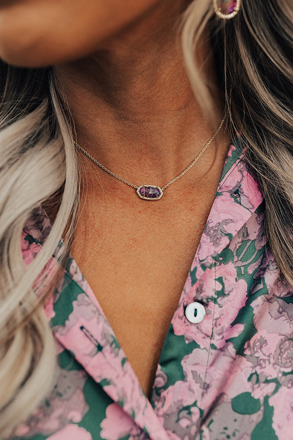 Kendra Scott Elisa Gold Pendant Necklace in Bronze Veined Purple Turquoise Magnesite Image - 3