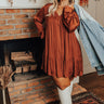 Autumn Brunch Babydoll Dress In Rust Curves Image - 1