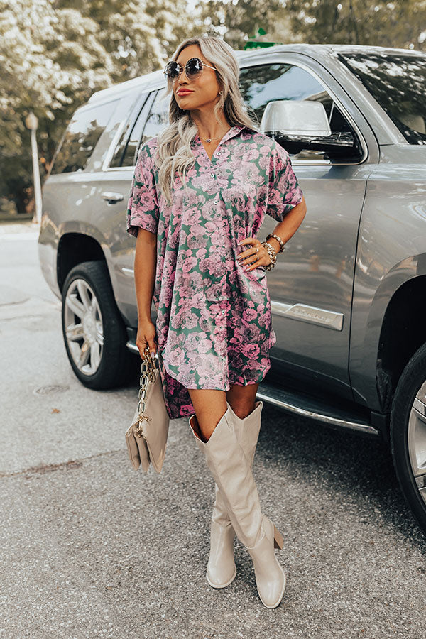 Finding Romance Floral Tunic Dress In Teal