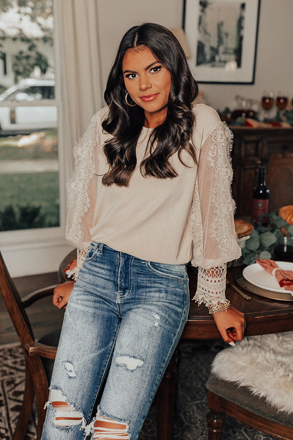 Take A Chance On Love Lace Top In Champagne Image - 1