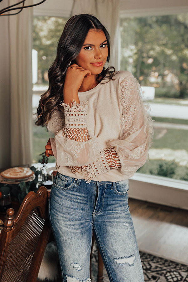 Take A Chance On Love Lace Top In Champagne Image - 5