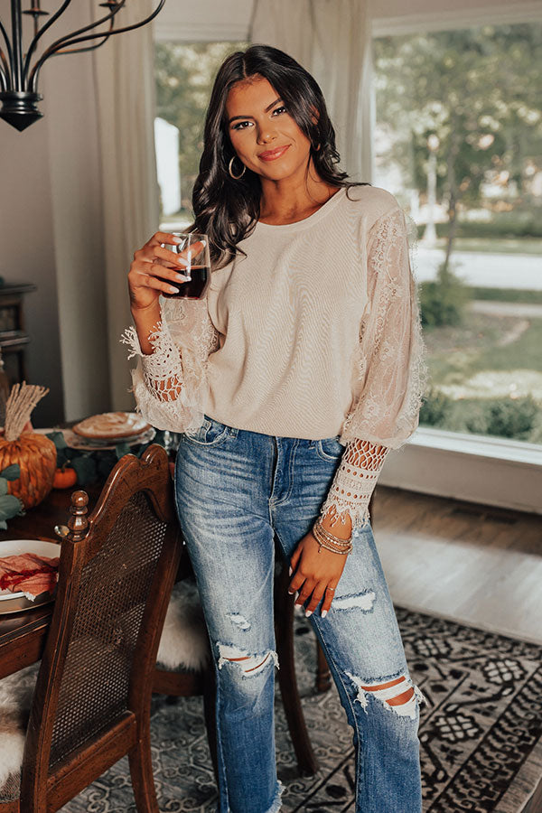 Take A Chance On Love Lace Top In Champagne Image - 3