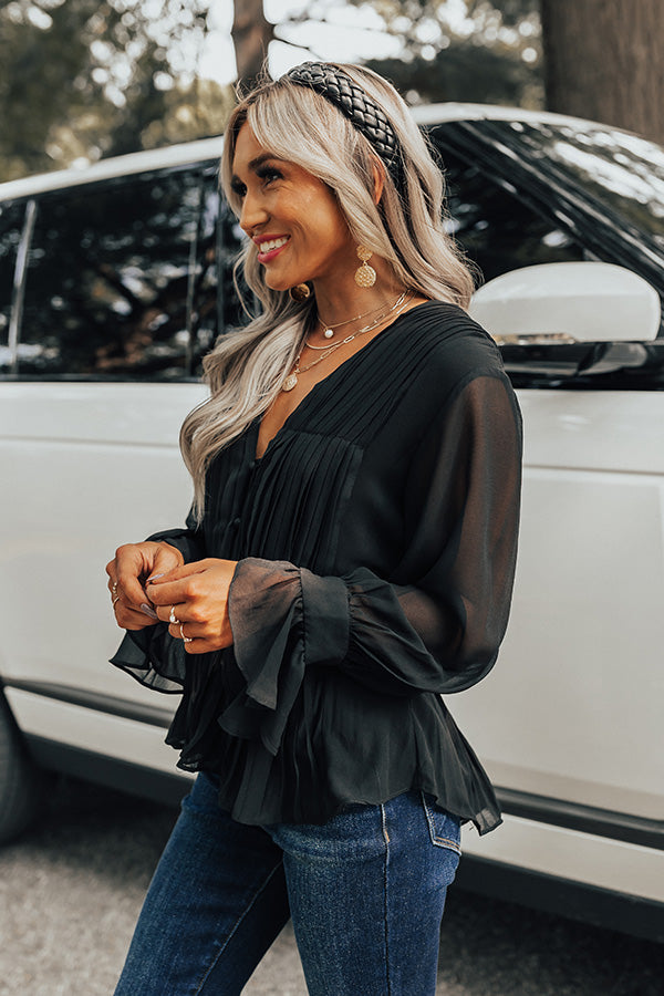 My Only Love Pleated Top In Black Image - 4