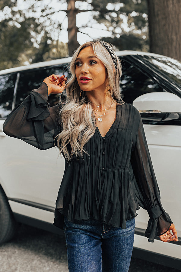 My Only Love Pleated Top In Black Image - 2