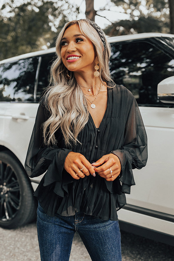 My Only Love Pleated Top In Black Image - 1