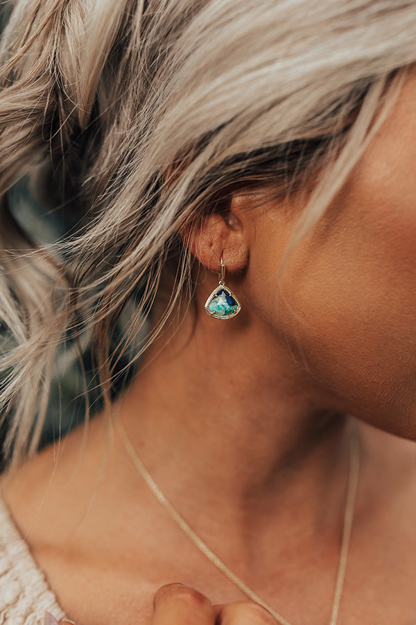 Kendra Scott Kendall Gold Drop Earrings in Bronze Veined Lapis Turquoise Magnesite