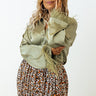Tuscan Vibes Button Up Feather Top In Sage Curves Image - 1