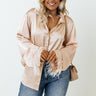 Tuscan Vibes Button Up Feather Top In Beige Curves Image - 1