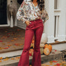 The Rory High Waist Flares in Wine Image - 1
