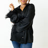 Tuscan Vibes Button Up Feather Top In Black Curves Image - 1