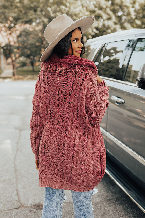 Cable Knit Cardigan Oversized Red Cardigan Sweater Chunky Cable