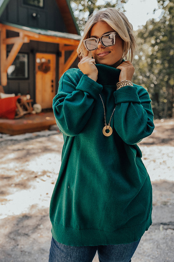 Lodge Getaway Tunic Sweater In Hunter Green Curves • Impressions Online ...