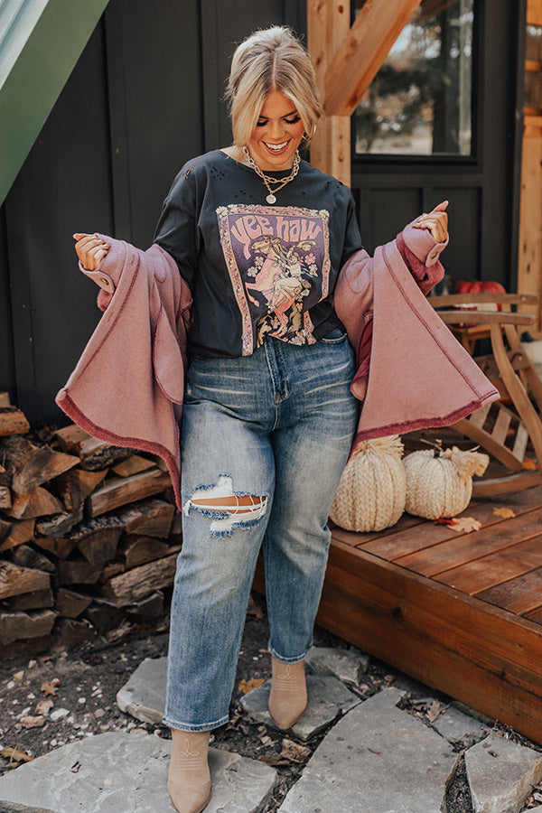 Yee Haw Distressed Boyfriend Tee Curves Image - 2