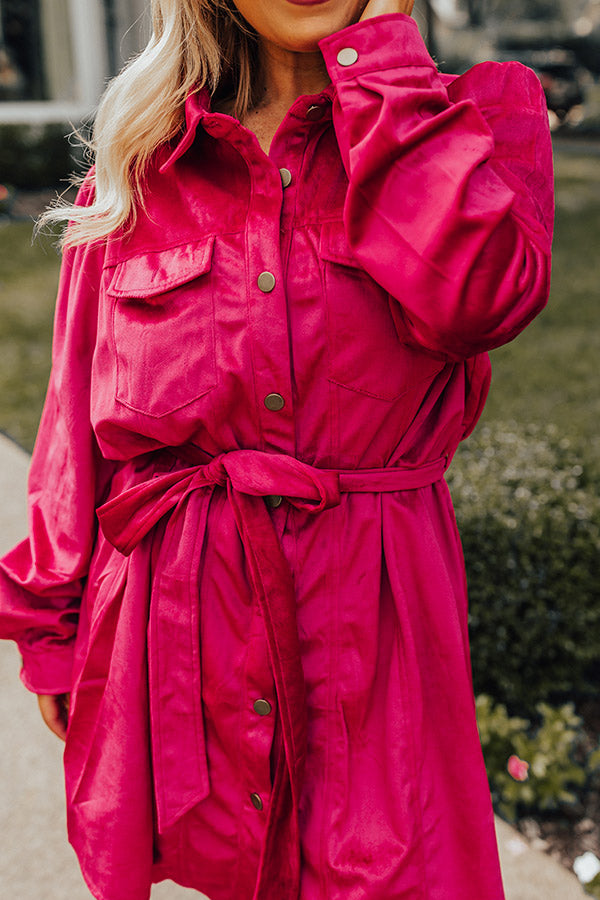 Coffee Shop Meetup Faux Suede Dress In Rose Curves Image - 4