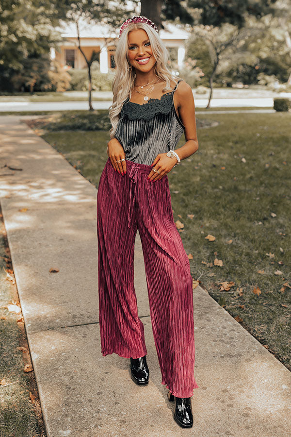 The Blossom Pleated Pants In Berry • Impressions Online Boutique