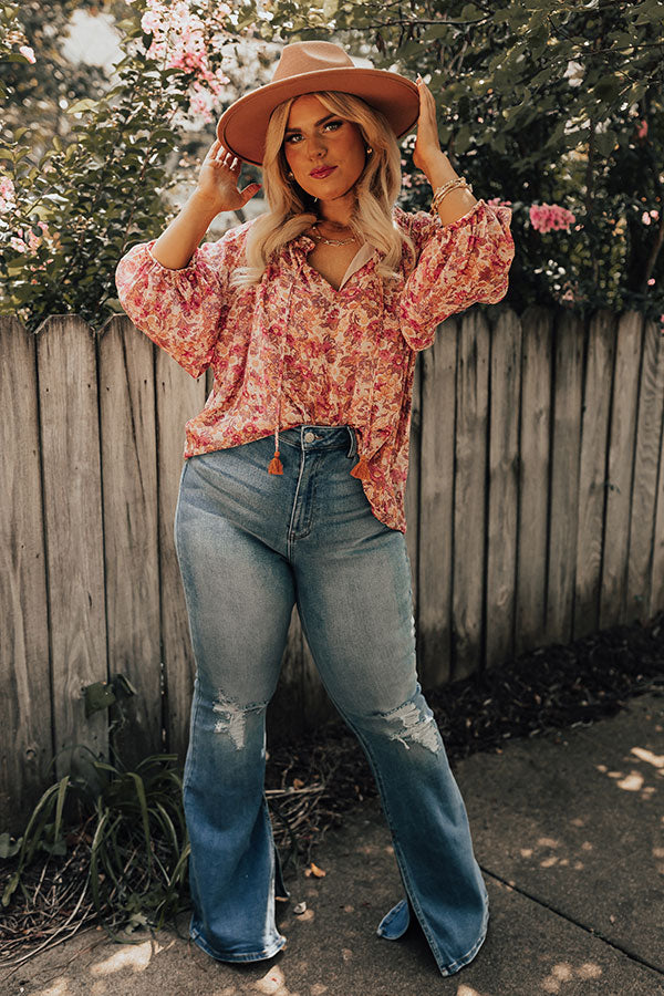 The Margot High Waist Distressed Flare in Medium Wash Curves Image - 2