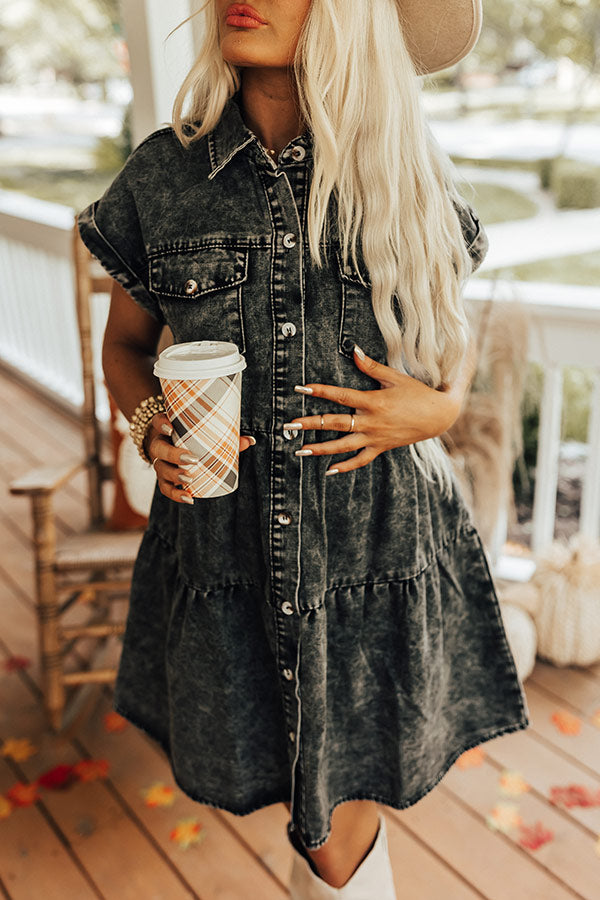 Genuine Reaction Denim Dress In Vintage Black Image - 1