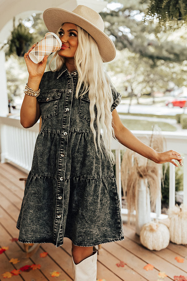 Genuine Reaction Denim Dress In Vintage Black Image - 1