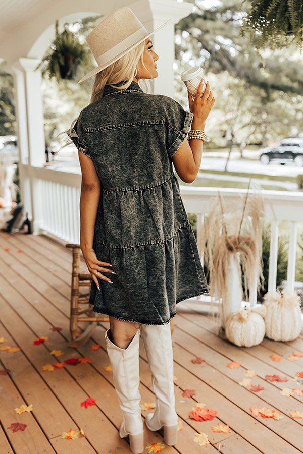 Genuine Reaction Denim Dress In Vintage Black Image - 1