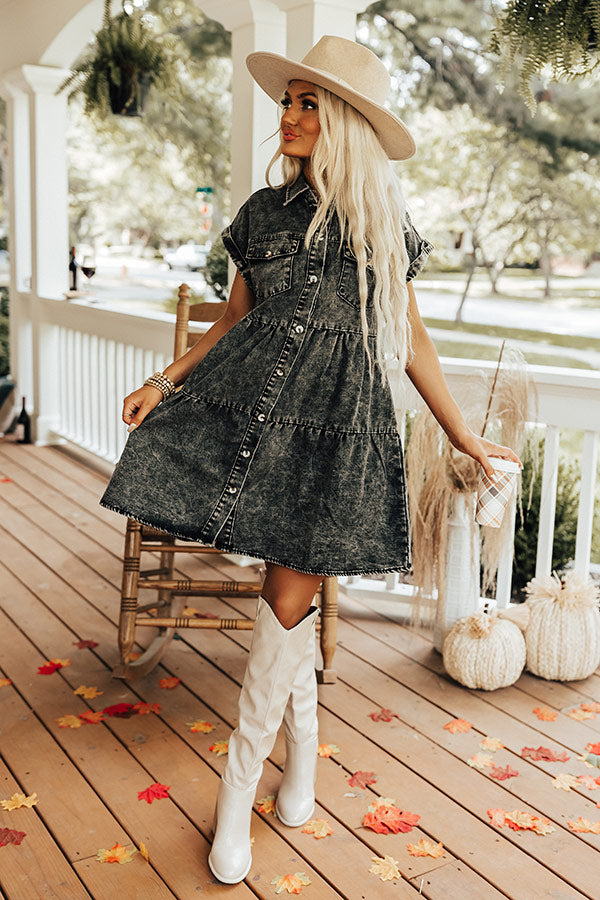 Genuine Reaction Denim Dress In Vintage Black Image - 1
