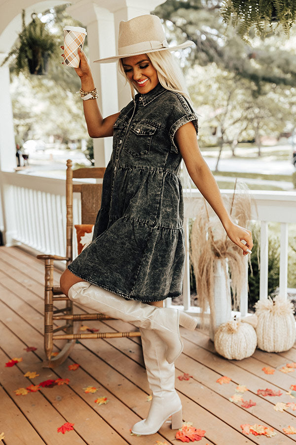 Genuine Reaction Denim Dress In Vintage Black Image - 1