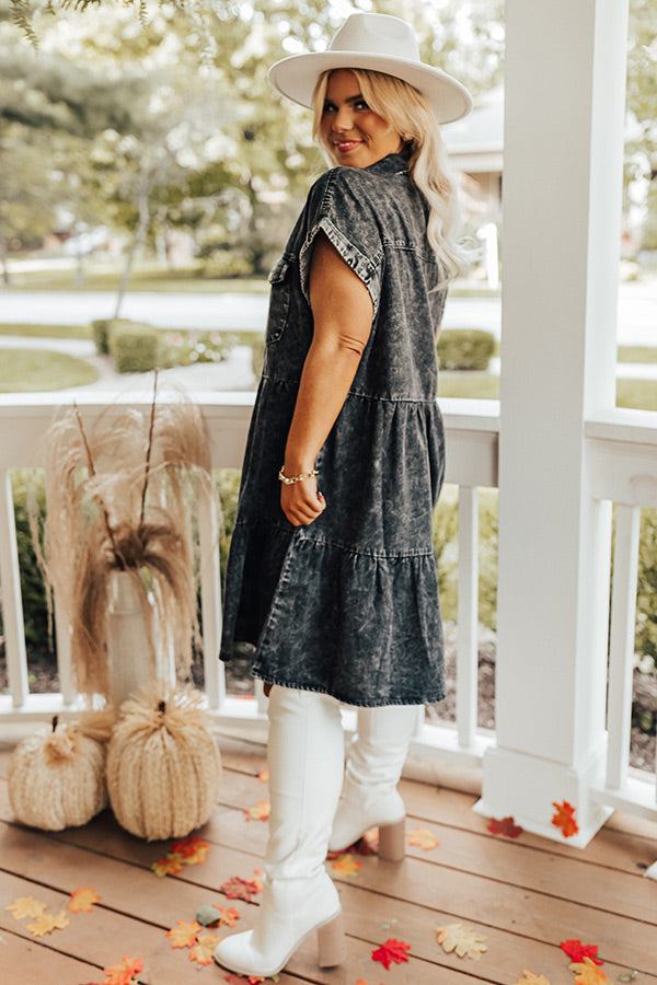 Genuine Reaction Denim Dress In Vintage Black Curves Image - 1