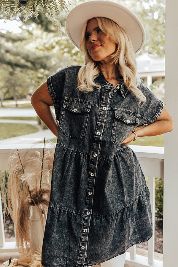 Genuine Reaction Denim Dress In Vintage Black Curves Image - 1