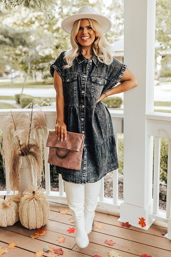 Genuine Reaction Denim Dress In Vintage Black Curves Image - 1