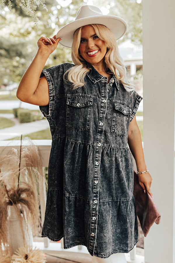Genuine Reaction Denim Dress In Vintage Black Curves Image - 1