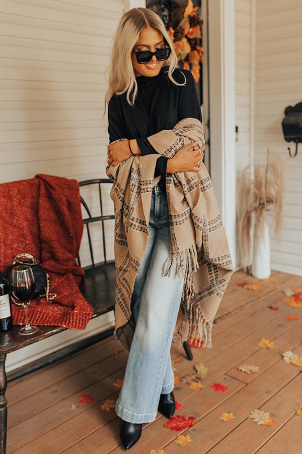 Cozy In Montauk Plaid Poncho Image - 5