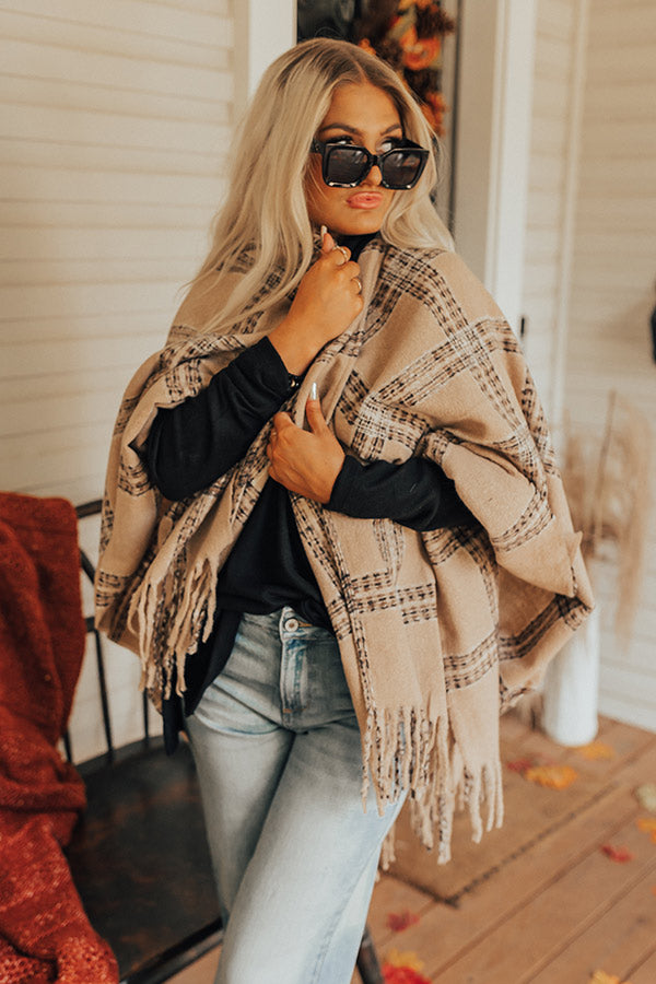 Cozy In Montauk Plaid Poncho Image - 2