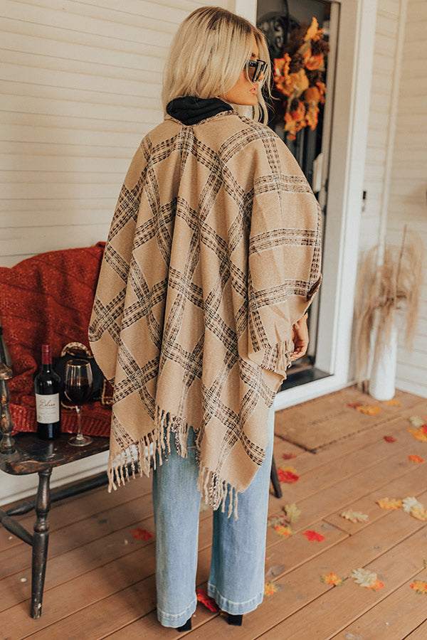 Cozy In Montauk Plaid Poncho Image - 4
