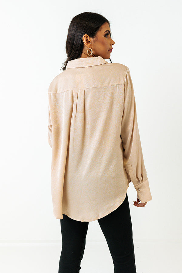 Penn Station Meetup Satin Top In Champagne Image - 5