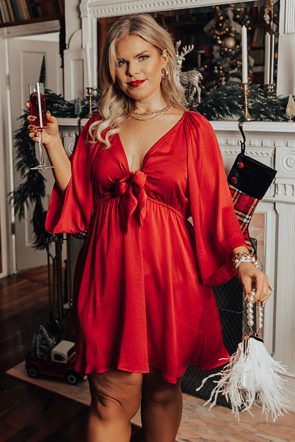 Sweetest Secret Front Tie Dress In Red Curves Image - 1