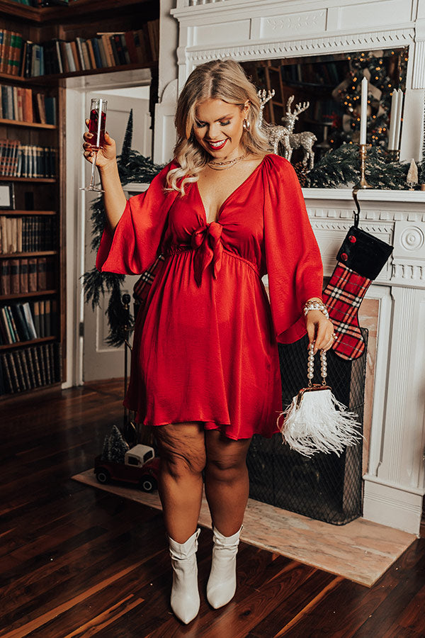 Sweetest Secret Front Tie Dress In Red Curves Image - 2