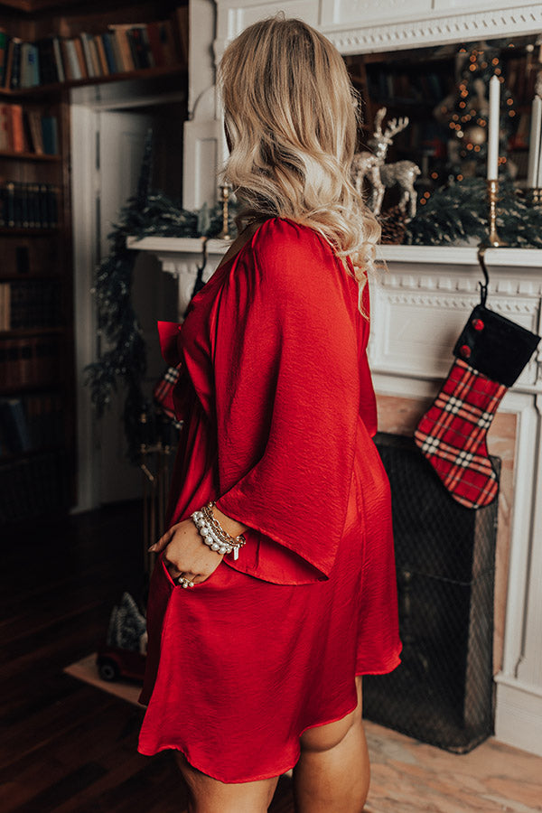 Sweetest Secret Front Tie Dress In Red Curves Image - 4