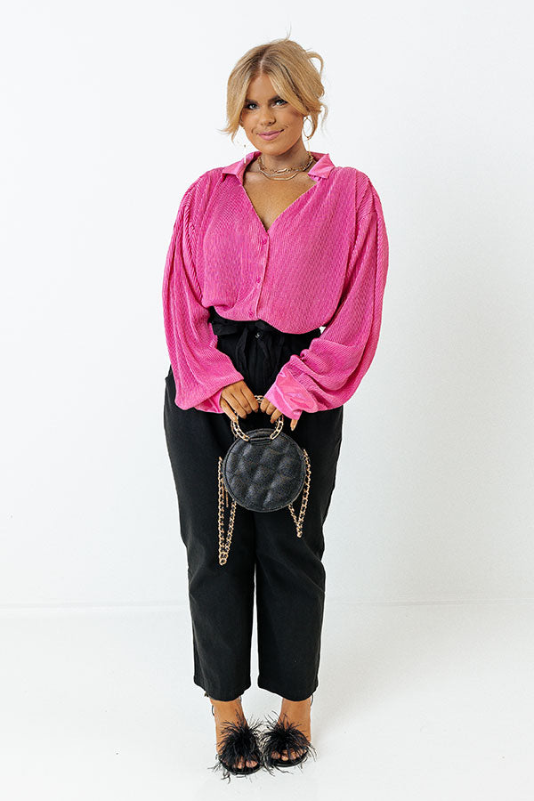 Slope City Pleated Top In Pink Curves Image - 2