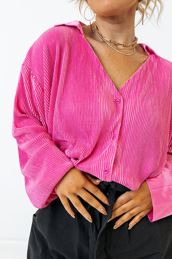 Slope City Pleated Top In Pink Curves Image - 3