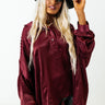 Apple Cider Sips Satin Shift Top In Maroon Image - 1