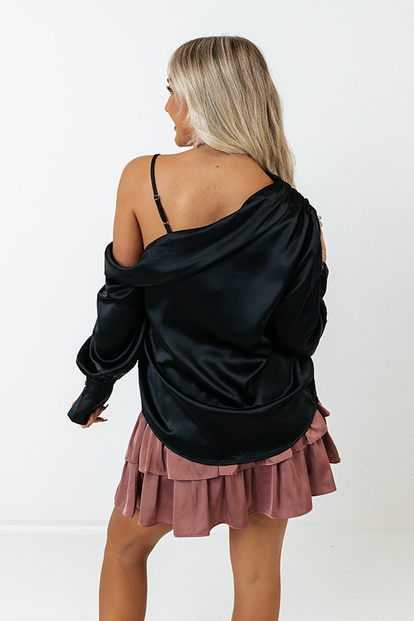 Date Night Ready Satin Top In Black Image - 5