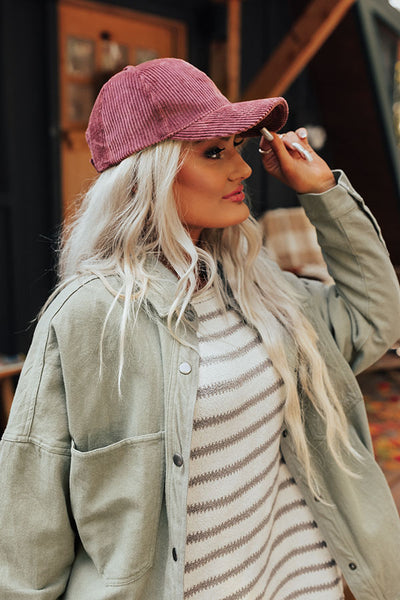Down The Street Corduroy Baseball Cap In Rustic Rose • Impressions