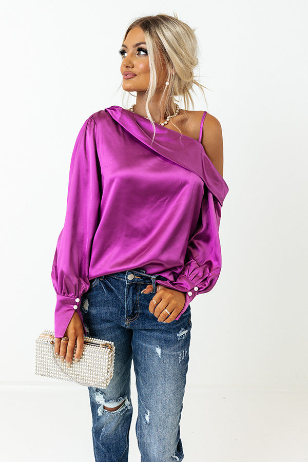 Date Night Ready Satin Top In Orchid